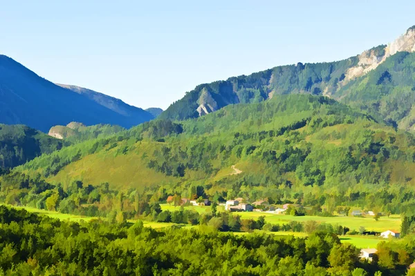 Деревня во французских Альпах — стоковое фото