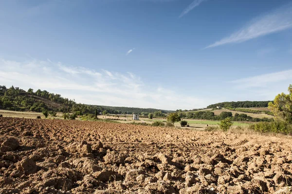 Szántani, lejtős Toszkána — Stock Fotó