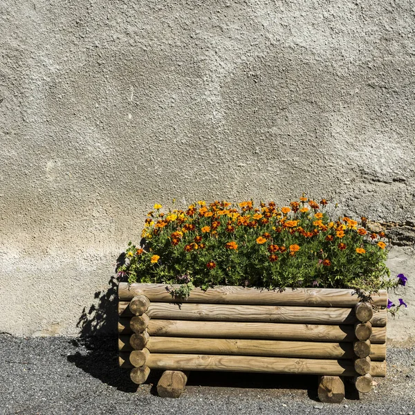 Fowerbed en la ciudad de Les Salelles — Foto de Stock