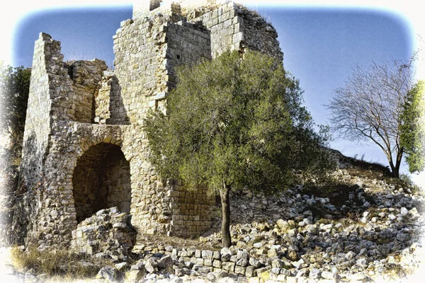 Остатки замка крестоносцев в Израиле — стоковое фото