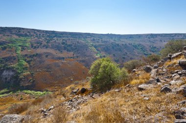 İsrail 'in Golan Tepeleri' nde yer alan Gamla doğa rezervi. Arkeolojik alanlara bakış