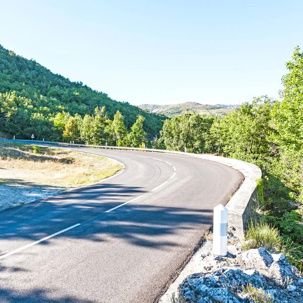 Estrada Montanha Entre Florestas Departamento Alpes Haute Provence Sudeste França — Fotografia de Stock