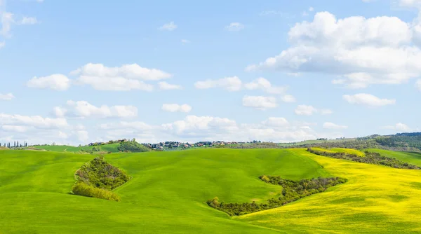 Åkrar, betesmarker och bondgård — Stockfoto