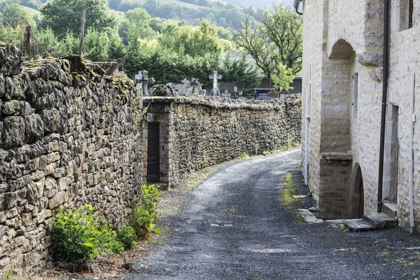 Mezarlık Ortaçağ Şehir Auxillac Fransa Sokak Bir Komün Güneydoğu Fransa — Stok fotoğraf
