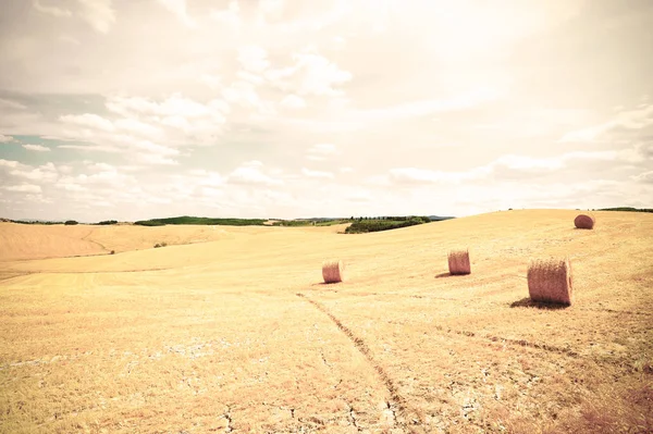 Tuscany with hay bales — Stock Photo, Image