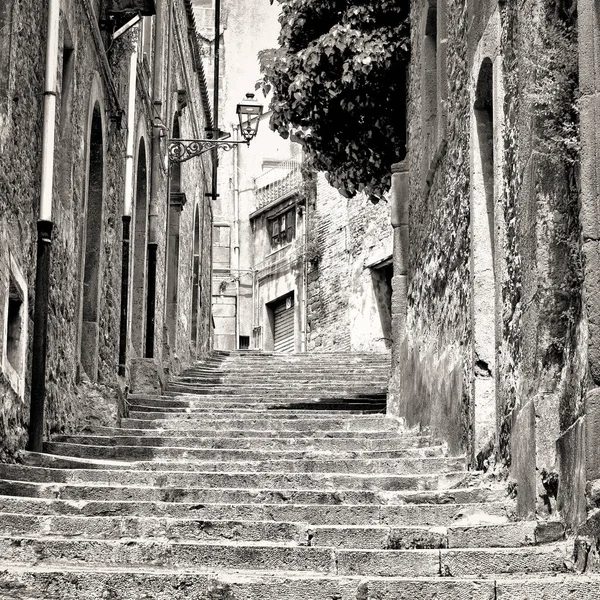 Uitzicht Historische Centrum Stad Van Piazza Armerina Sicilië Retro Afbeelding — Stockfoto