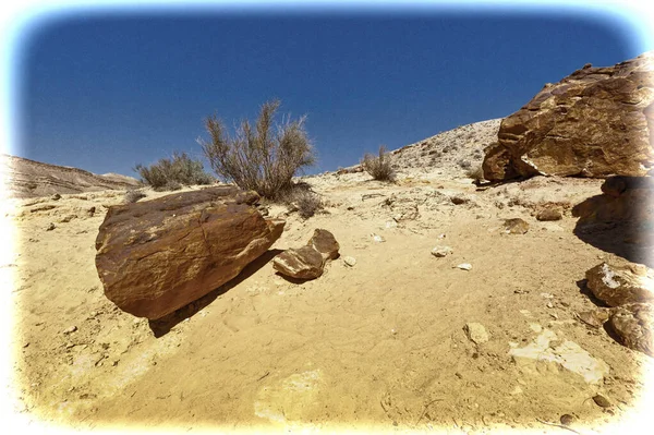 Skaliste Wzgórza Pustyni Negev Izraelu Wyrzeźbione Wiatrem Formacje Skalne Pustyni — Zdjęcie stockowe