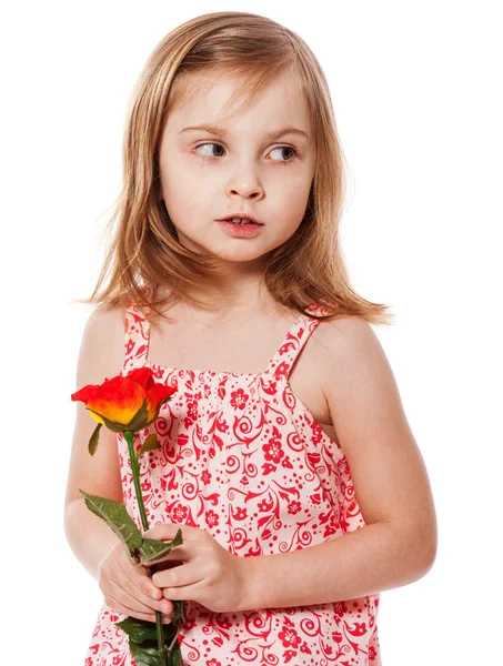 Ragazza che tiene rosa — Foto Stock