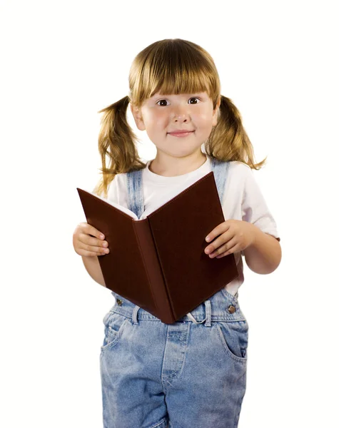 Bambina lettura libro isolato — Foto Stock