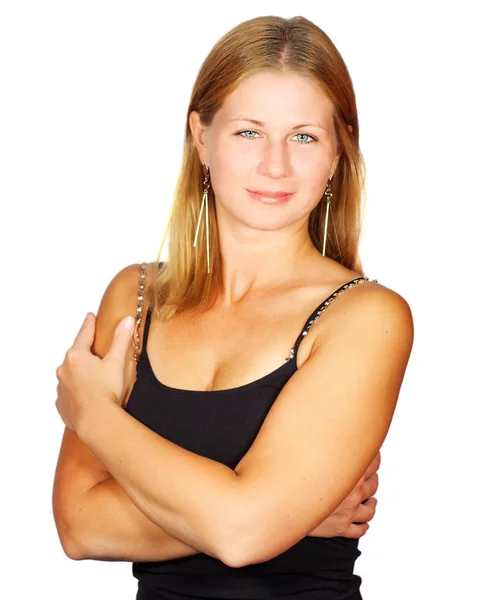 Sportlich lächelnde blonde Frau — Stockfoto