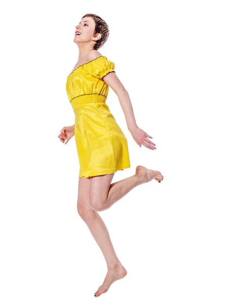 Happy Jumping woman — Stock Photo, Image