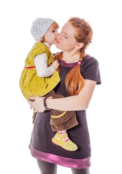 Filha beijando mãe — Fotografia de Stock
