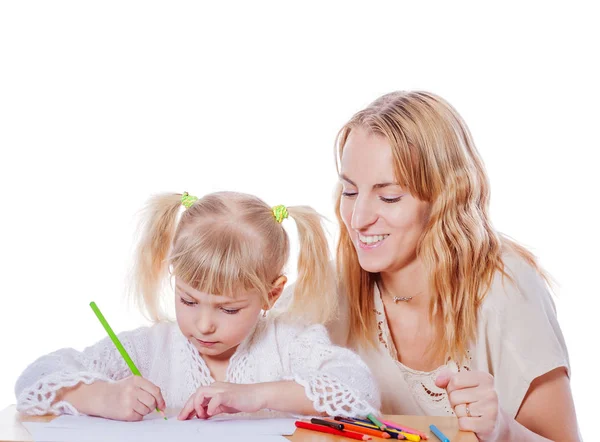 Mother helping daughter — Stock Photo, Image