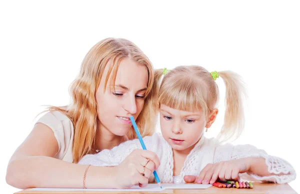 Mother helping daughter — Stock Photo, Image