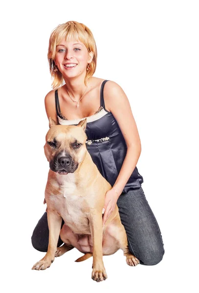 女人和狗 — 图库照片
