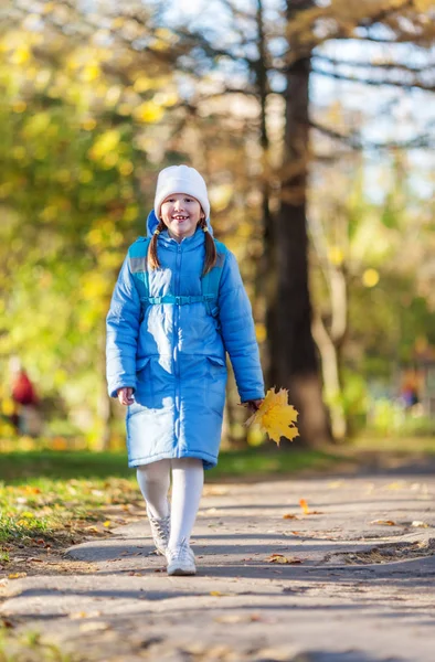 Fille exploitation feuilles d'érable — Photo