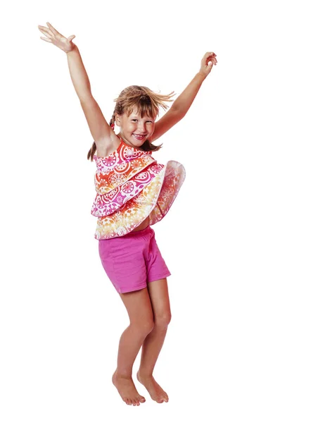 Jumping school girl — Stock Photo, Image