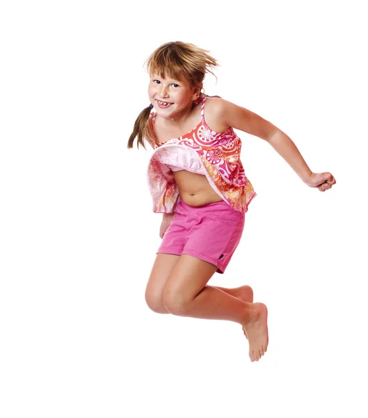 Jumping school girl — Stock Photo, Image