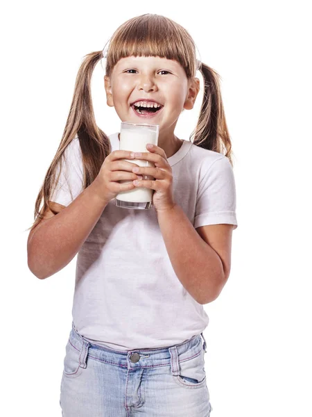 Girl loves milk — Stock Photo, Image