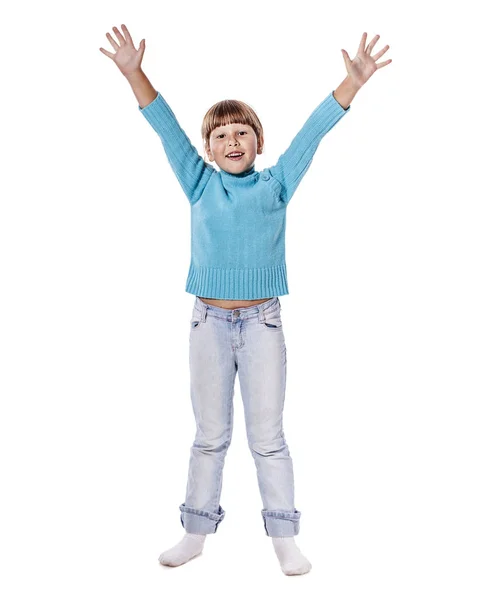 Счастливая прыгучая девушка — стоковое фото