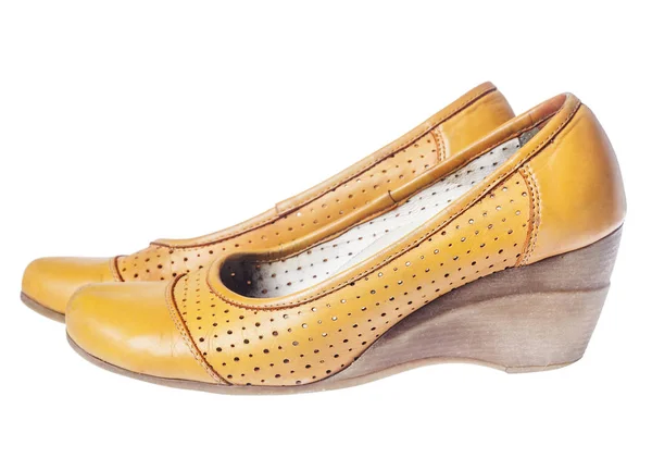 Kožené boty na klínu — Stock fotografie