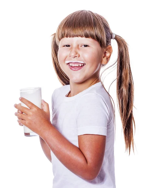 Girl loves milk — Stock Photo, Image