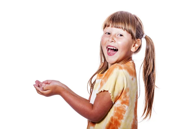 Laughing girl catching — Stock Photo, Image