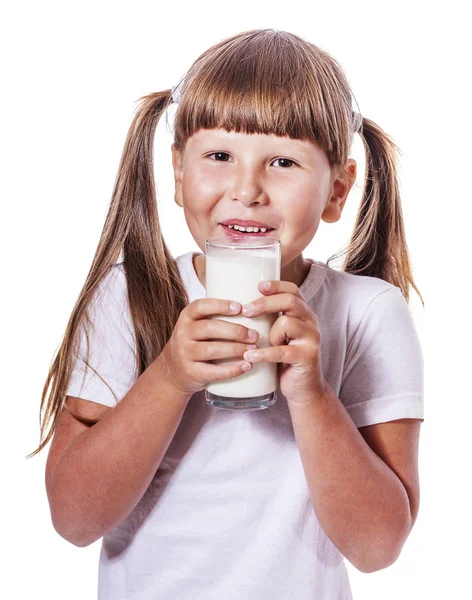 Girl loves milk — Stock Photo, Image