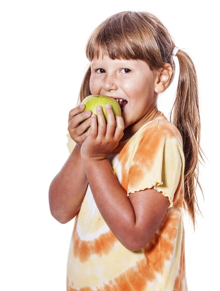 Dívka hospodářství jablko — Stock fotografie