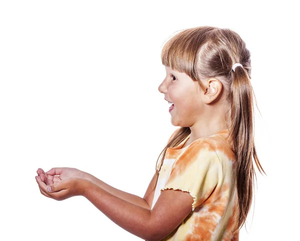 Laughing girl catching — Stock Photo, Image