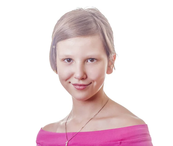 Tienermeisje kort haar headshot — Stockfoto