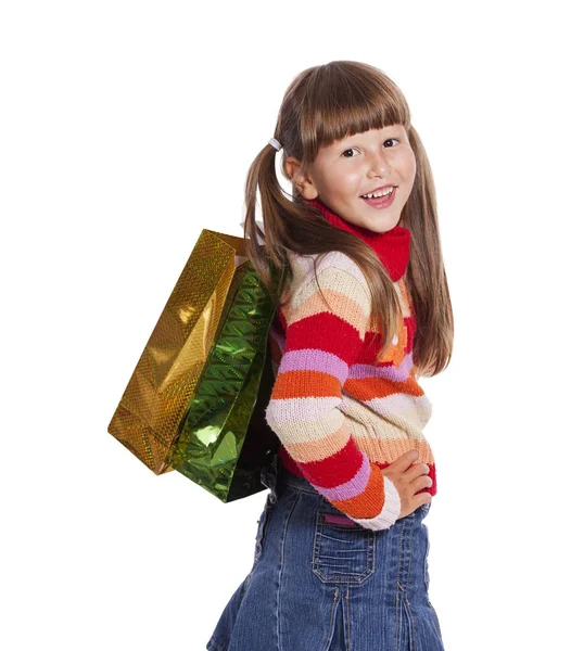 Mädchen mit Geschenken — Stockfoto