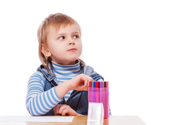 Girl drawing picture — Stock Photo, Image