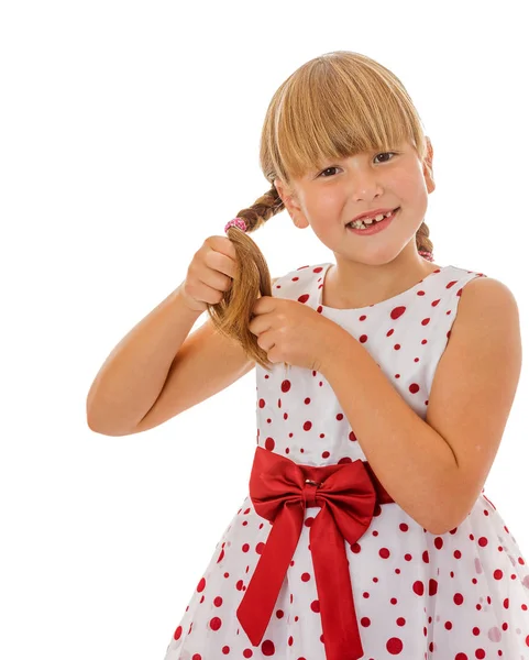 Menina fazendo cabelo — Fotografia de Stock