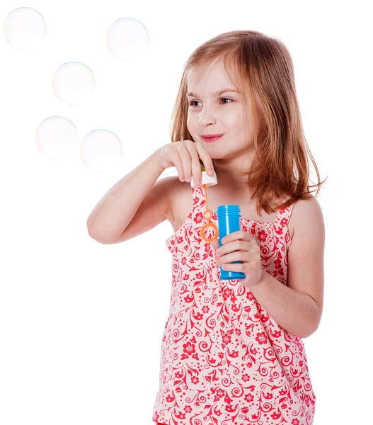 Girl and bubbles — Stock Photo, Image