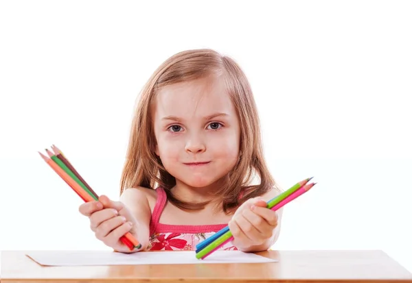 Menina desenho com lápis — Fotografia de Stock