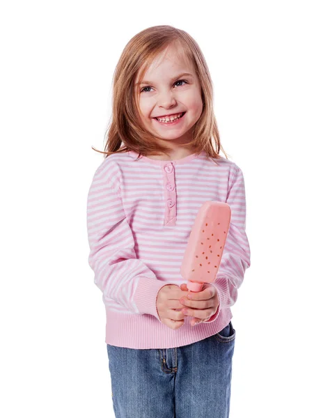 Mädchen hält Eis in der Hand — Stockfoto