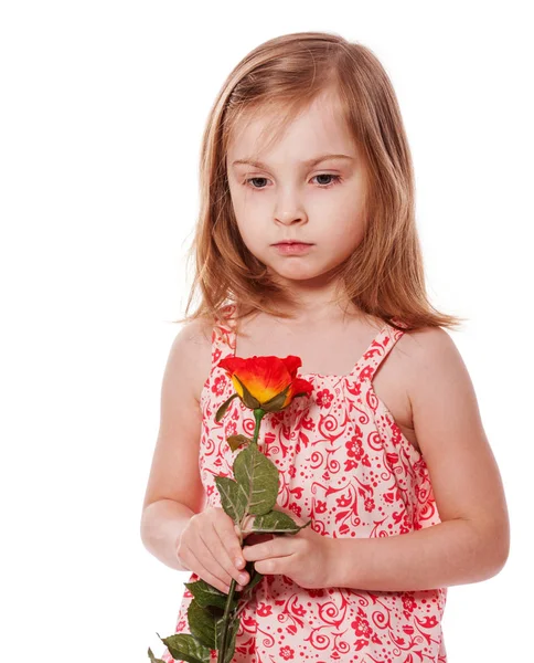 Ragazza che tiene rosa — Foto Stock