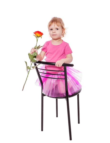Holčička s růží — Stock fotografie