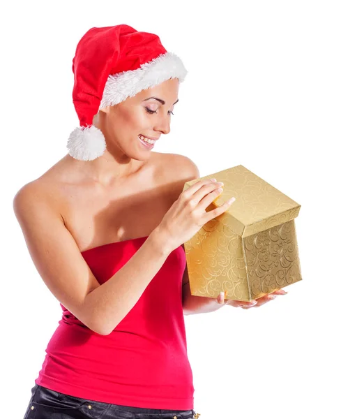 Santa girl with presents — Stock Photo, Image