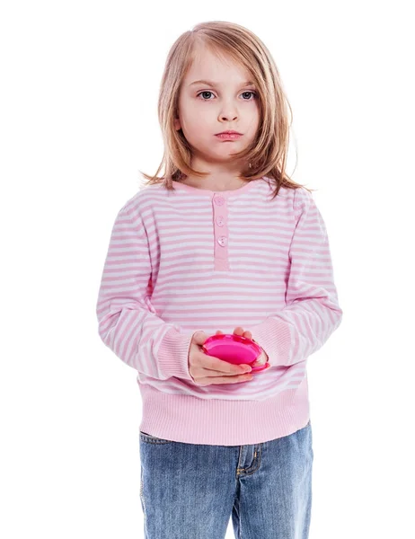 Upset girl looking in mirror — Stock Photo, Image