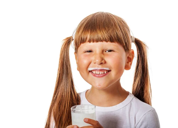 Girl loves milk — Stock Photo, Image