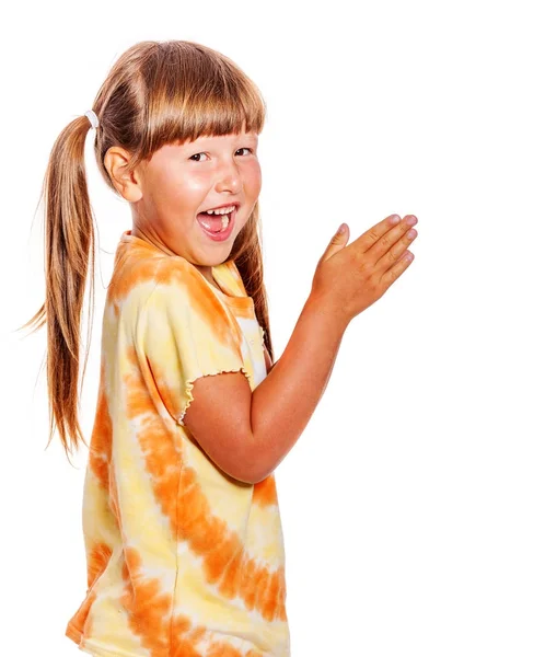 Girl clapping hands — Stock Photo, Image