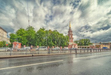 Saint Petersburg, Russia - July 6, 2018: Ligovsky prospect, Cathedral of the Exaltation of the Holy Cross