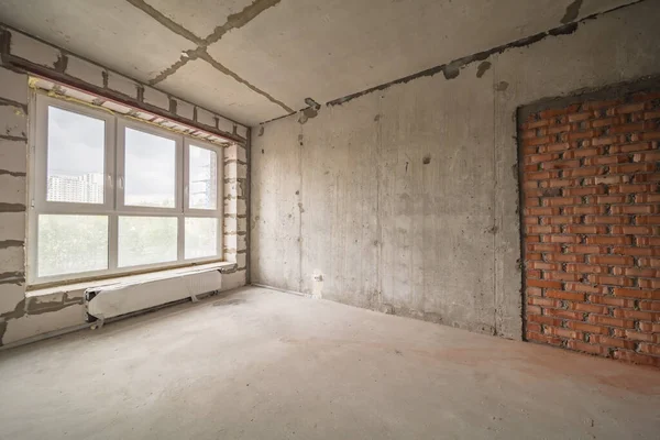 Edificio Moderno Inacabado Interior Habitación Vacía Lista Para Renovación Diseño — Foto de Stock