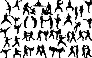 Karate siluetleri seti