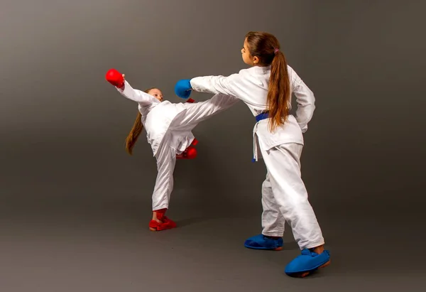 Karate girls figters — Stock Photo, Image