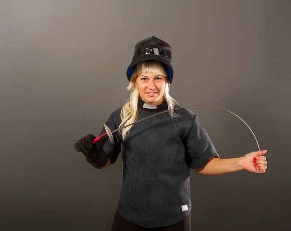 Strong fencing girl — Stock Photo, Image