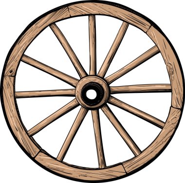 old wooden wheel clipart