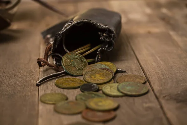 Monedero de monedas antiguas — Foto de Stock